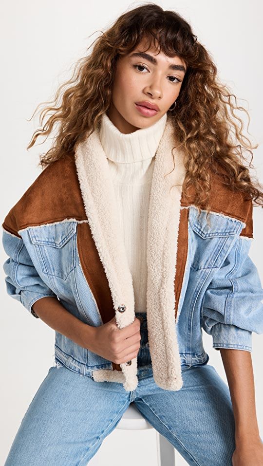 BLANKNYC Caption This Faux Suede/Sherpa Denim Jacket | SHOPBOP | Shopbop