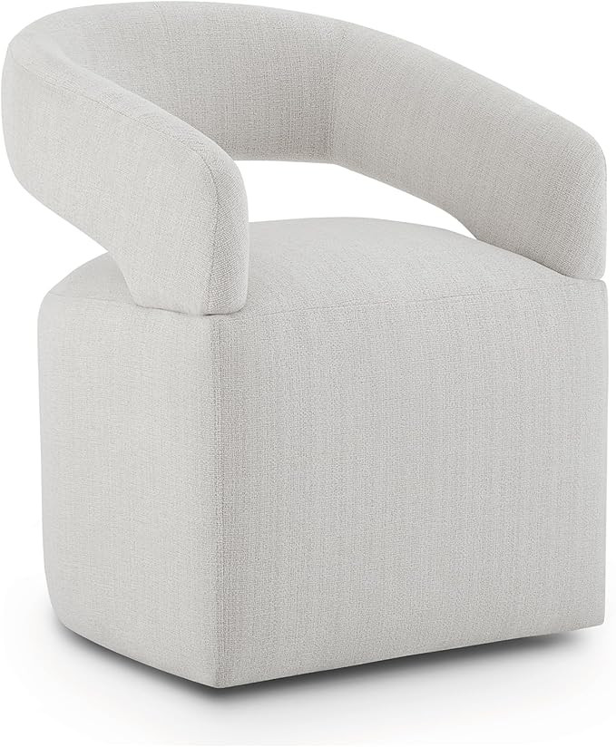 Upholstered Dining Chairs with Casters Modern Barrel Side Armchair with Rollers for Diningroom Be... | Amazon (US)