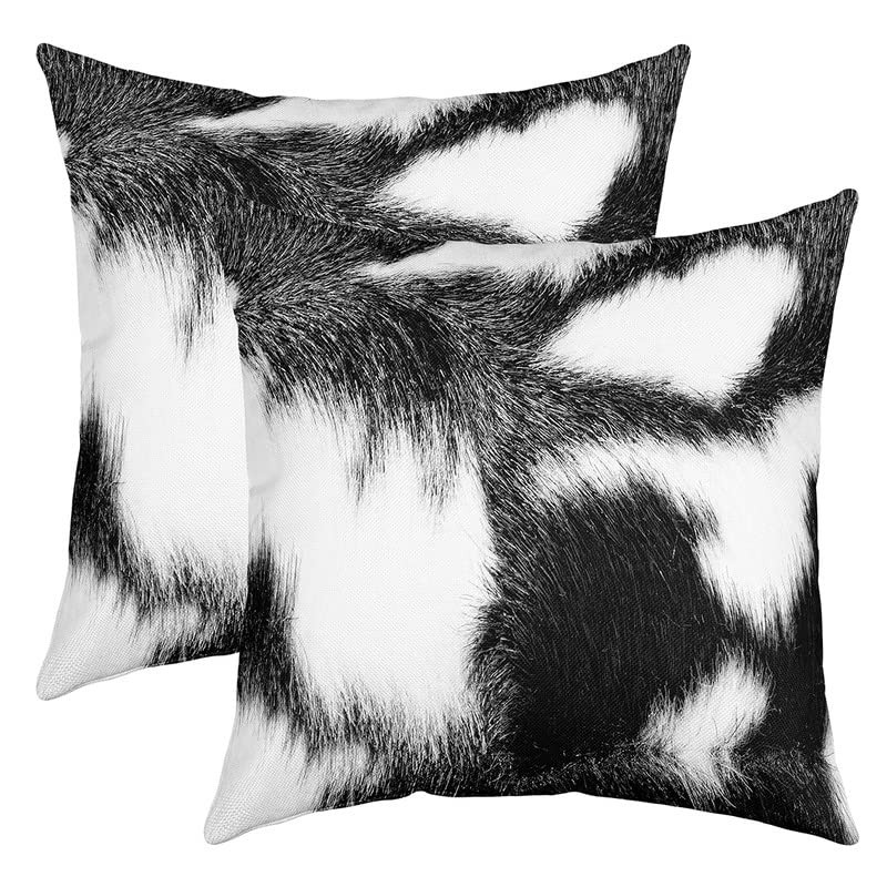 Cowhide Fur Throw Pillow Covers 16"x16" Set of 2 Soft Farm Animal Cow Skin Pillow Cases Cushion C... | Amazon (US)