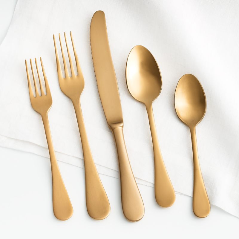 Lucia Holiday Gold 5-Piece Place Setting + Reviews | Crate & Barrel | Crate & Barrel