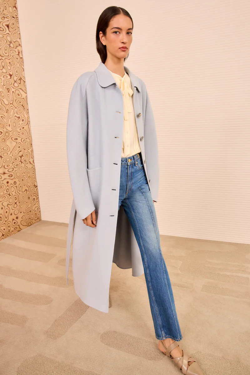 Lisbeth Long Wool Coat With Belt - Slate | Ulla Johnson