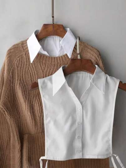 Solid Color Minimalist Shirt Style Detachable Collar, Removable Collar Accessory For Autumn/Winter Clothing For Dress For Christmas Decor - Size one-size | SHEIN