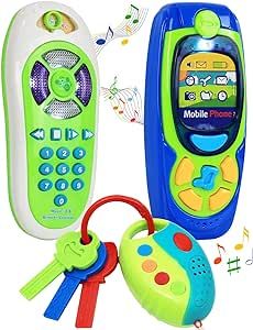 Click N' Play Pretend Play Cell Phone TV Remote & Car Key Accessory Playset for Kids with Lights ... | Amazon (US)