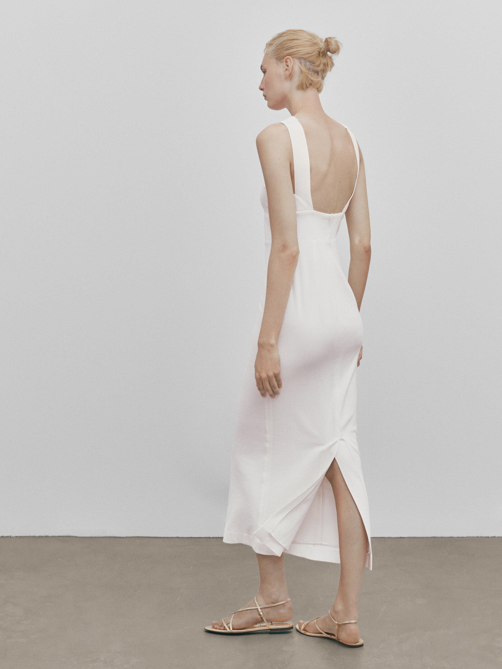 Surplice dress with diamanté detail - Studio | Massimo Dutti UK