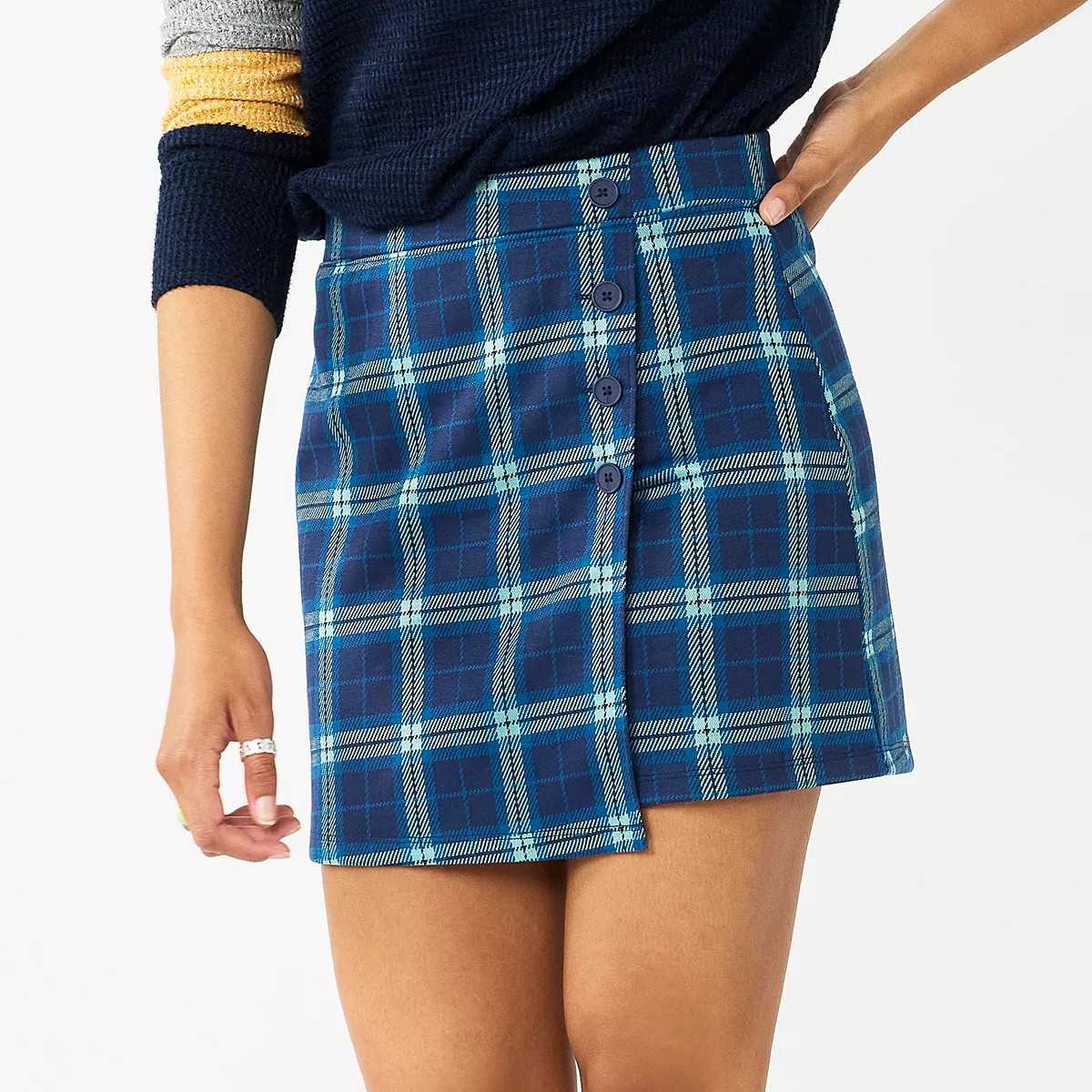 Juniors' SO® Side Buttoned Faux Wrap Mini Skirt | Kohl's