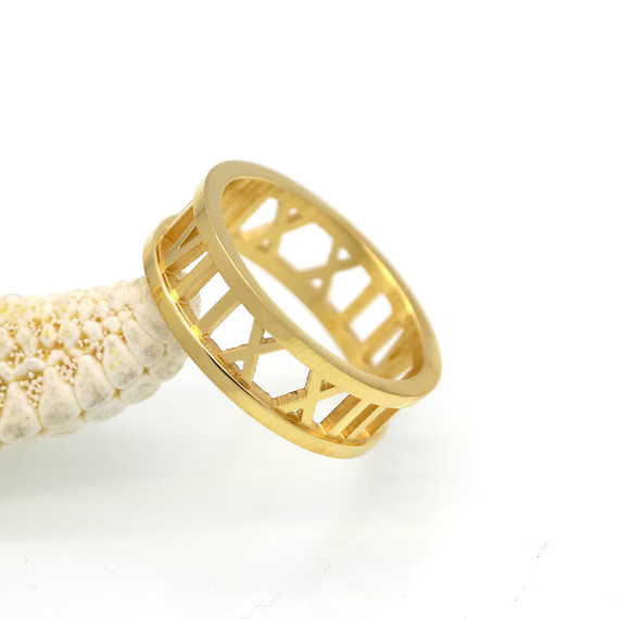 Atlas Band Ring  Roman Numeral Ring gold Plated Ring  - Etsy | Etsy (US)