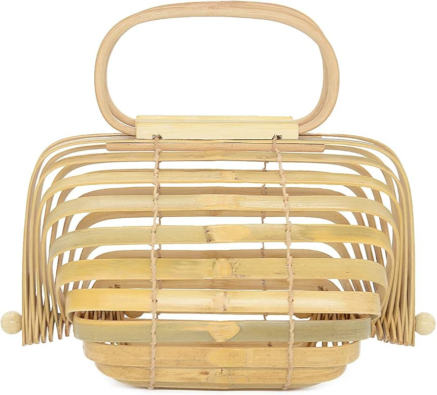 Miuco Women Bamboo Bag Handmade Basket Nest Large Bag Hollow Tote Lantern Beach Bag | Amazon (US)