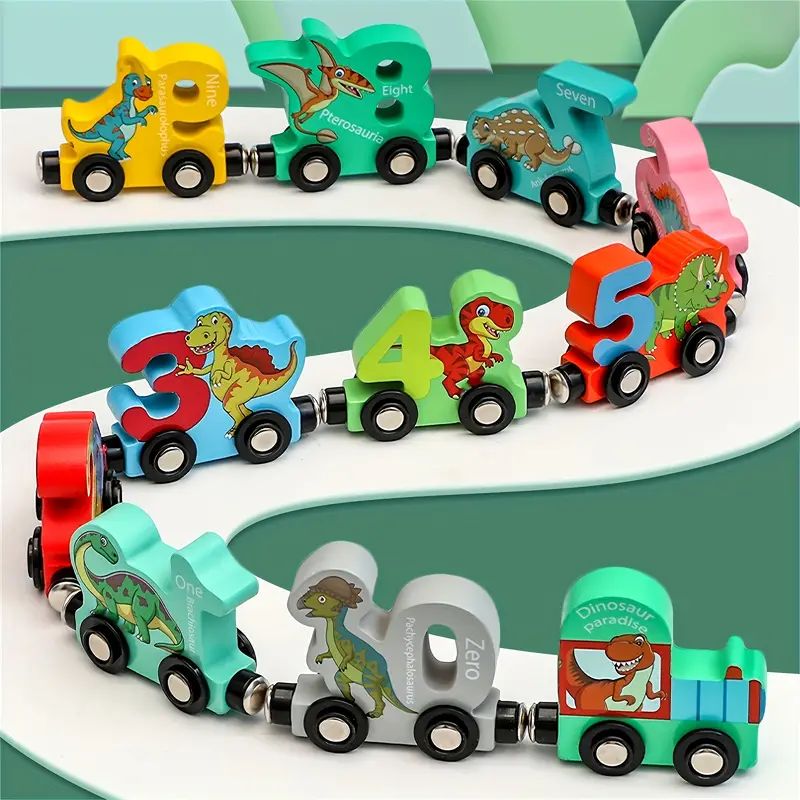 Dinosaur Train Toys Number Wooden Train Set Magnetic Train - Temu | Temu Affiliate Program