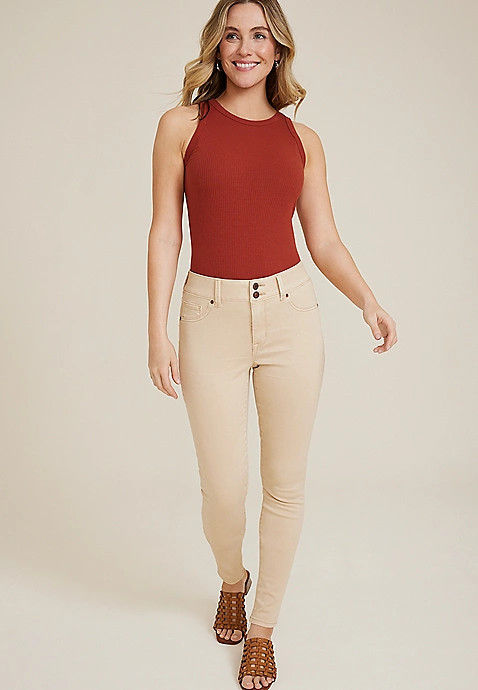 m jeans by maurices™ High Rise Double Button Super Skinny Jean | Maurices