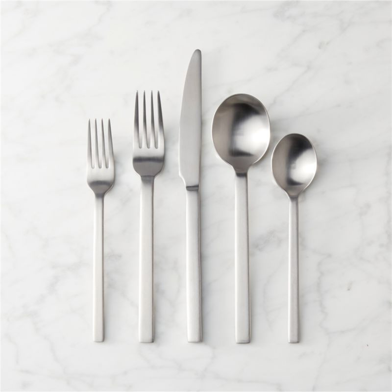 20-Piece Tower Modern Brushed Silver Flatware Set + Reviews | CB2 | CB2
