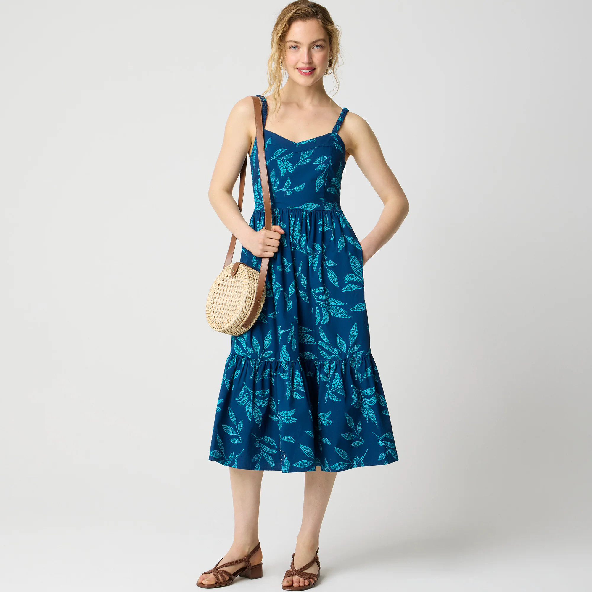 Poplin corset midi dress | J.Crew Factory