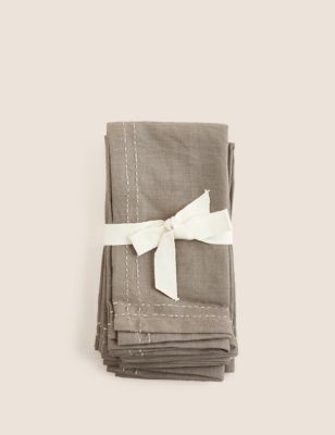 Set of 4 Cotton with Linen Napkins | M&S Collection | M&S | Marks & Spencer IE
