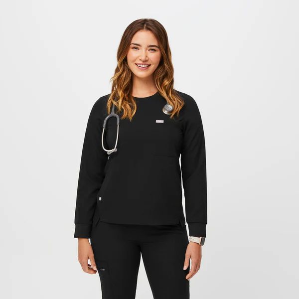 Women’s Svay Longsleeve Crew Neck Scrub Top - Black · FIGS | FIGS