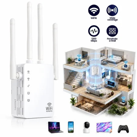 Rongsi WiFi Extender, WiFi Booster 1200Mbps Dual Band WiFi Extenders Signal Booster, WiFi Repeater with Ethernet Port Covers up to 12880sq. ft and 105 Devices,Internet Booster for Smart Home Devices | Walmart (US)