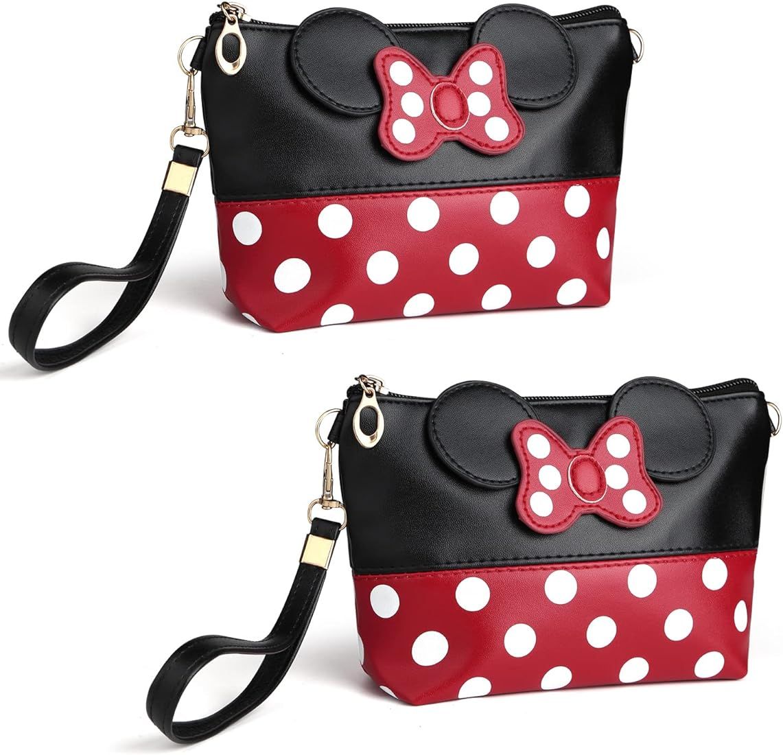 yiwoo 2 Pack Cosmetic Bag Mouse Ears Bag with Zipper,Cartoon Leather Travel Makeup Handbag with E... | Amazon (US)