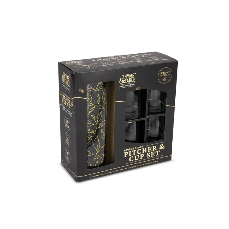 Thyme & Table 5-Piece Glass Pitcher & Cup Set, Harvest | Walmart (US)