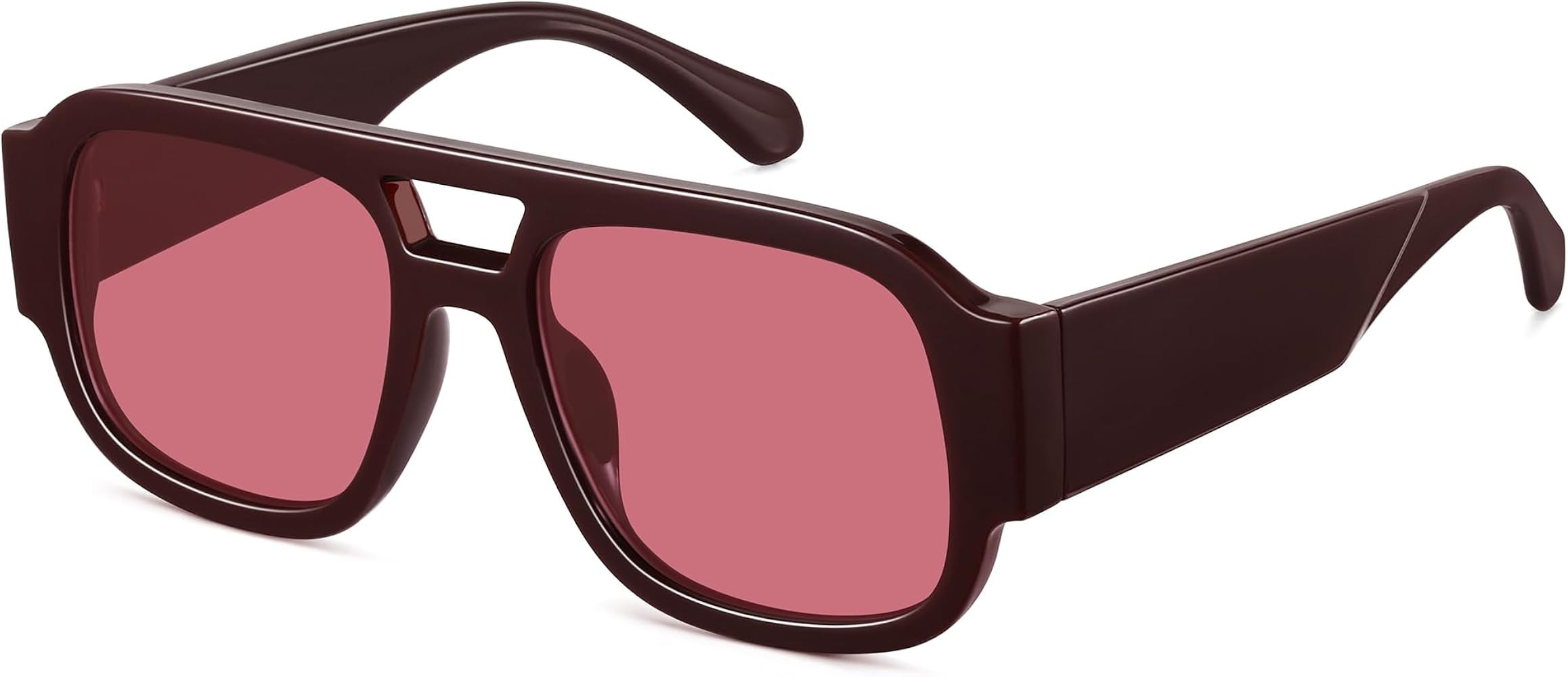 Square Aviator Sunglasses Y2K Double Bridge UV400 Women Men | Amazon (US)