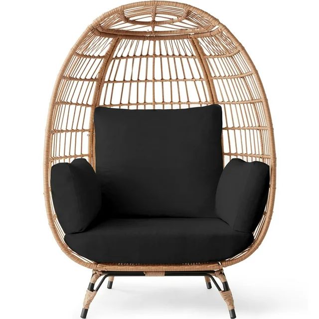 Best Choice Products Wicker Egg Chair Oversized Indoor Outdoor Patio Lounger w/ Steel Frame, 440l... | Walmart (US)