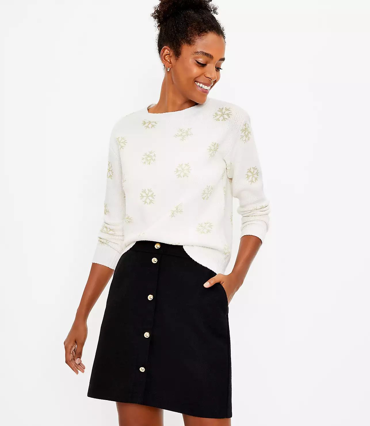 Wooly Button Pocket Skirt | LOFT