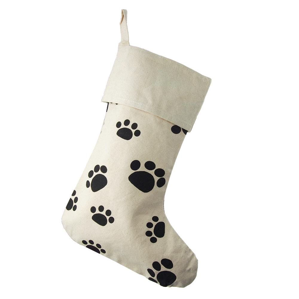 Animal Paw Print Cotton Christmas Stocking, Beige, 17-Inch | Walmart (US)
