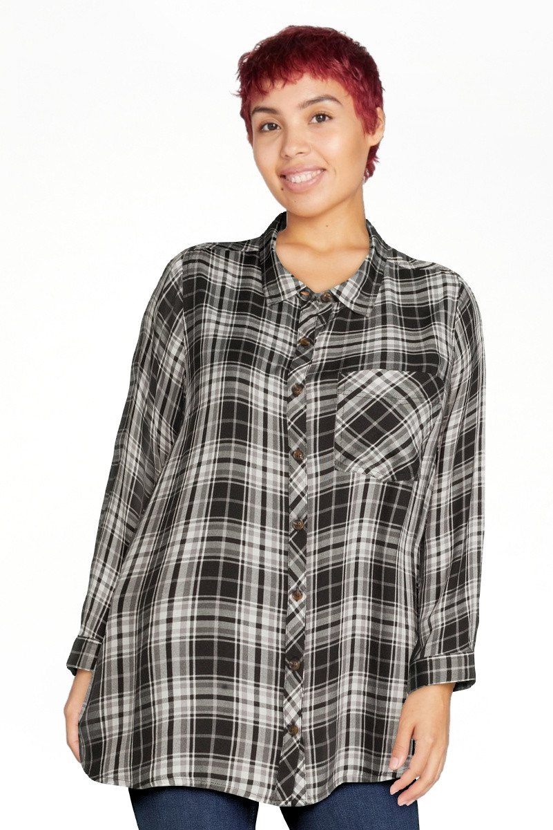 Terra & Sky Women's Plus Size Button Woven Top | Walmart (US)