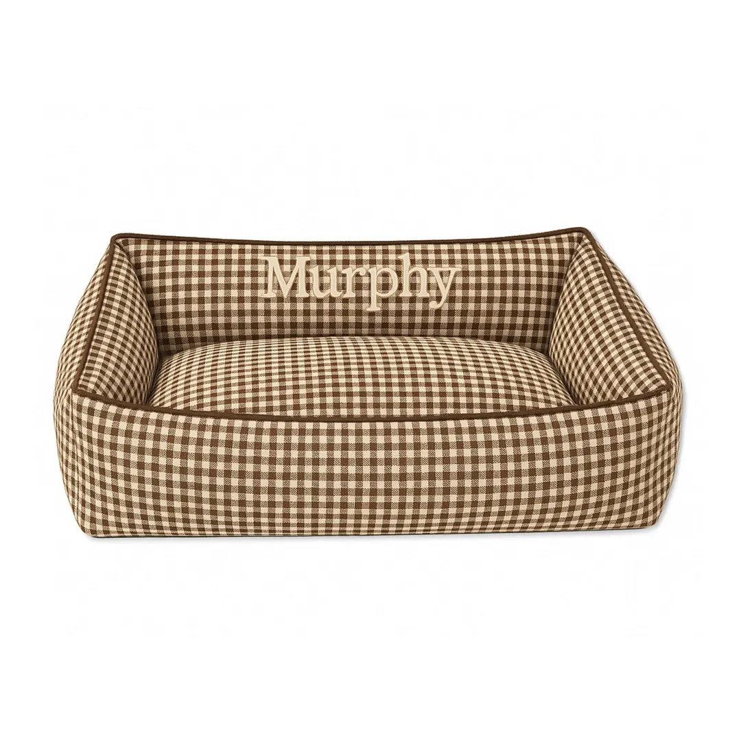 Custom Chestnut Brown Gingham Dog Bed - Choose Your Fabric, Size, and Filling. Full Overstuffed B... | Etsy (US)