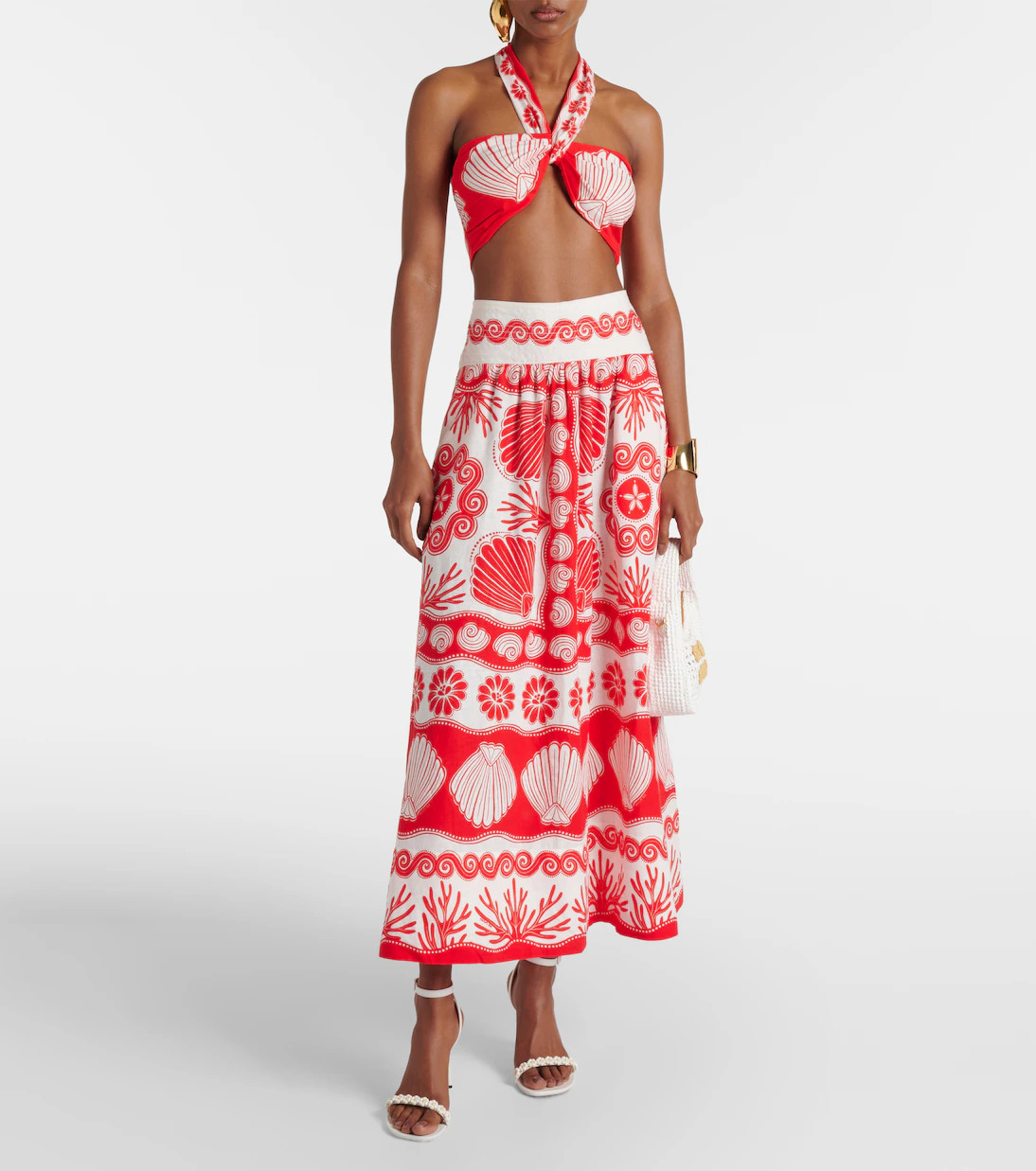 Red Ainika Shell linen-blend maxi skirt | Mytheresa (INTL)