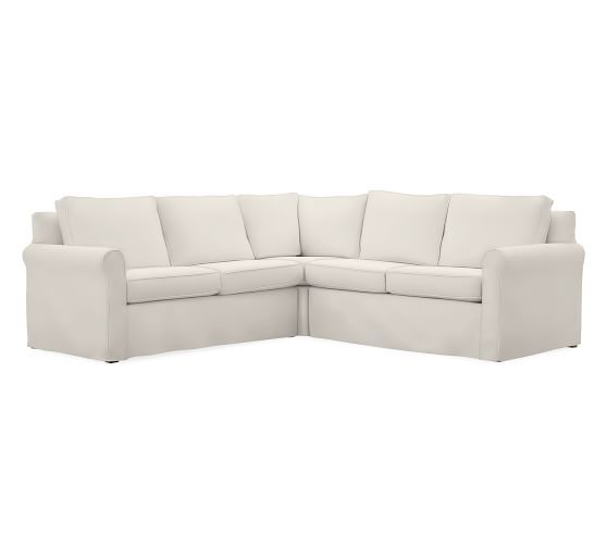 Cameron Roll Arm Slipcovered 3-Piece L-Shaped Sectional with Corner | Pottery Barn (US)