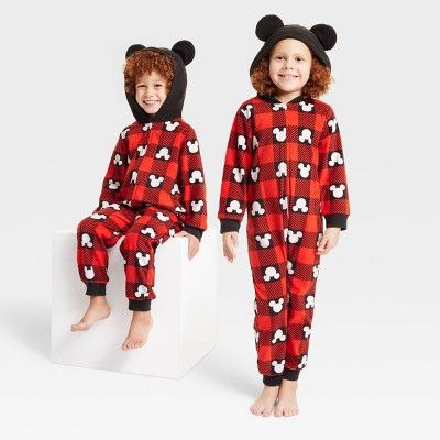 Kids' Disney 100 Mickey Mouse Matching Family Union Suit - Red XS | Target