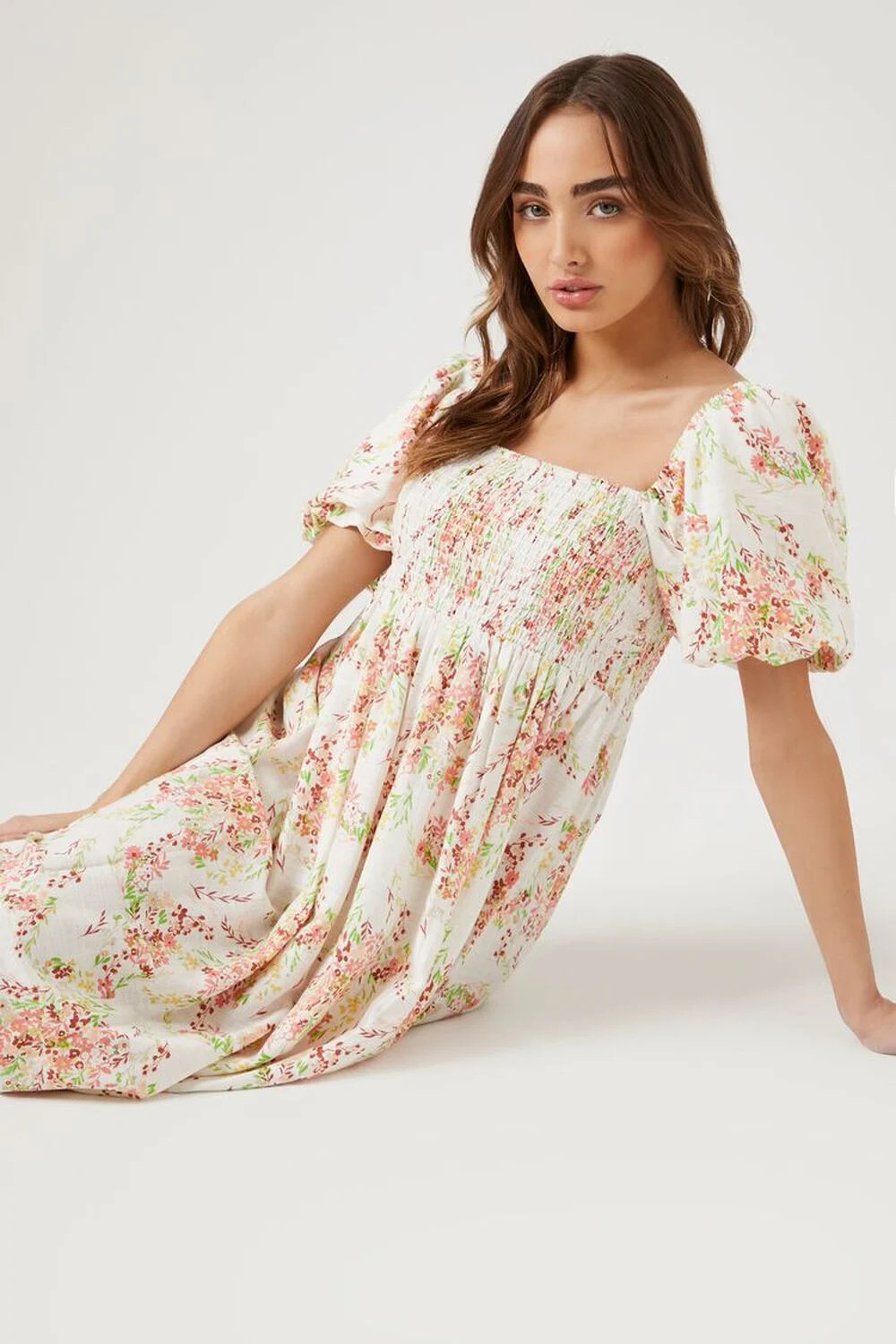 Floral Print Smocked Maxi Dress | Forever 21 (US)