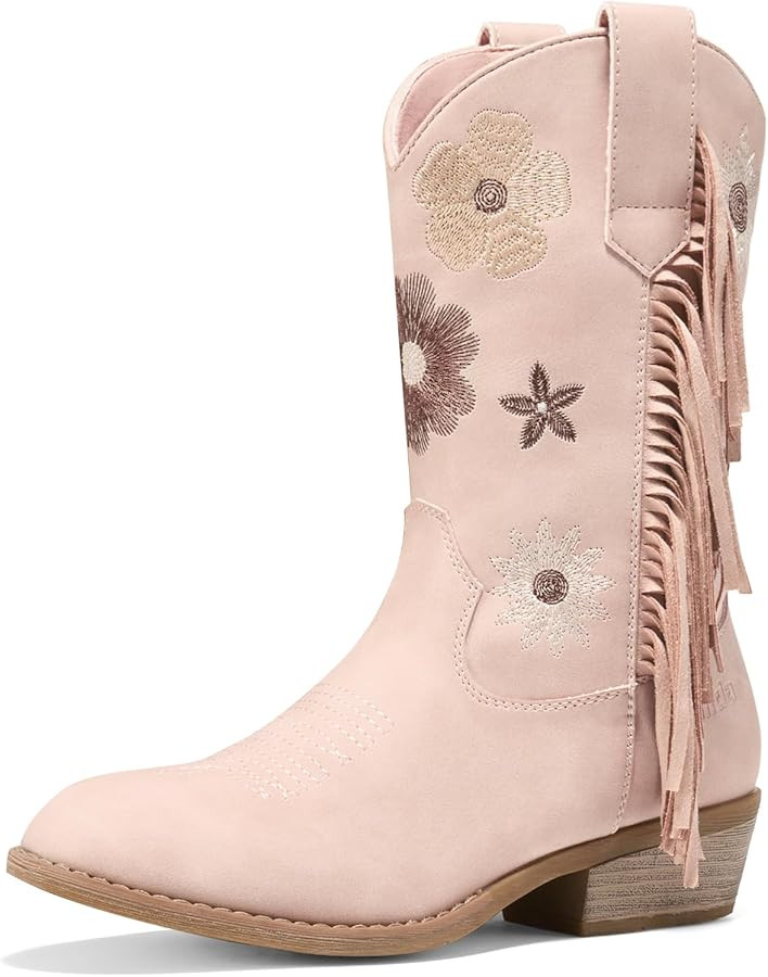 Rollda Girls Cowboy Boots, Cowgirl Boots with Tassel, Floral Embroidered Kids Western Boots for T... | Amazon (US)