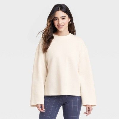 Women&#39;s Ottoman Sweatshirt - A New Day&#8482; Cream M | Target