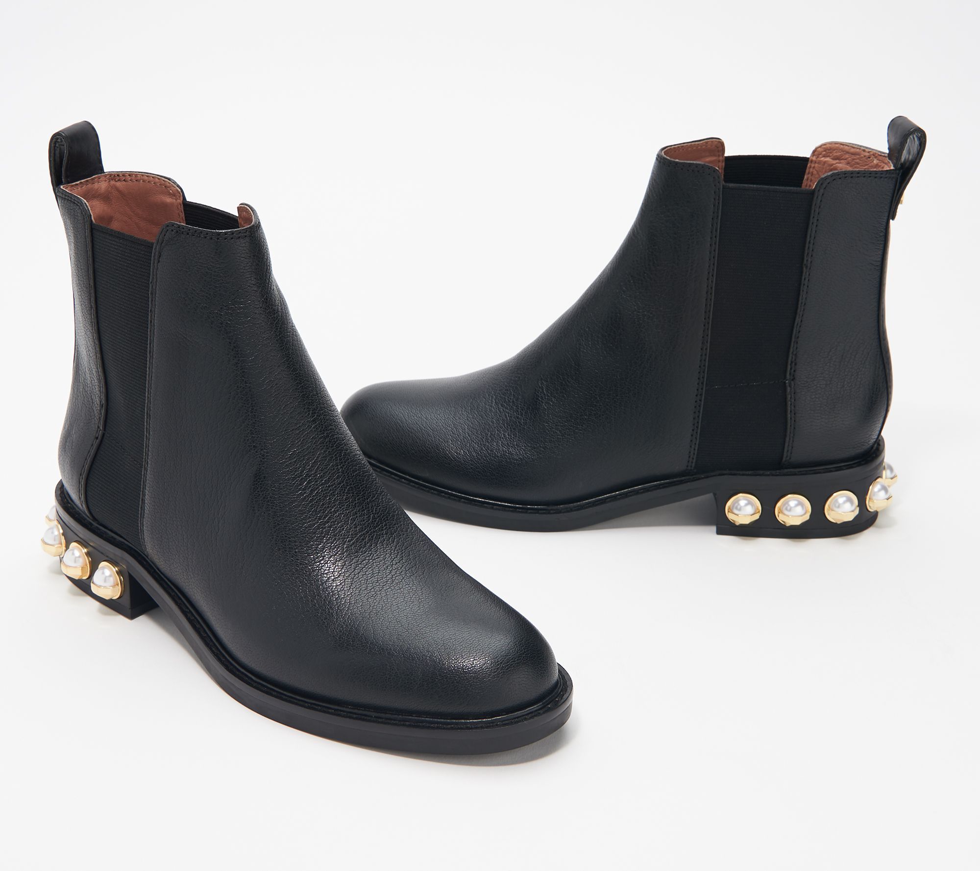 "As Is" Louise et Cie Leather Ankle Boots with Faux Pearls- Valtina | QVC