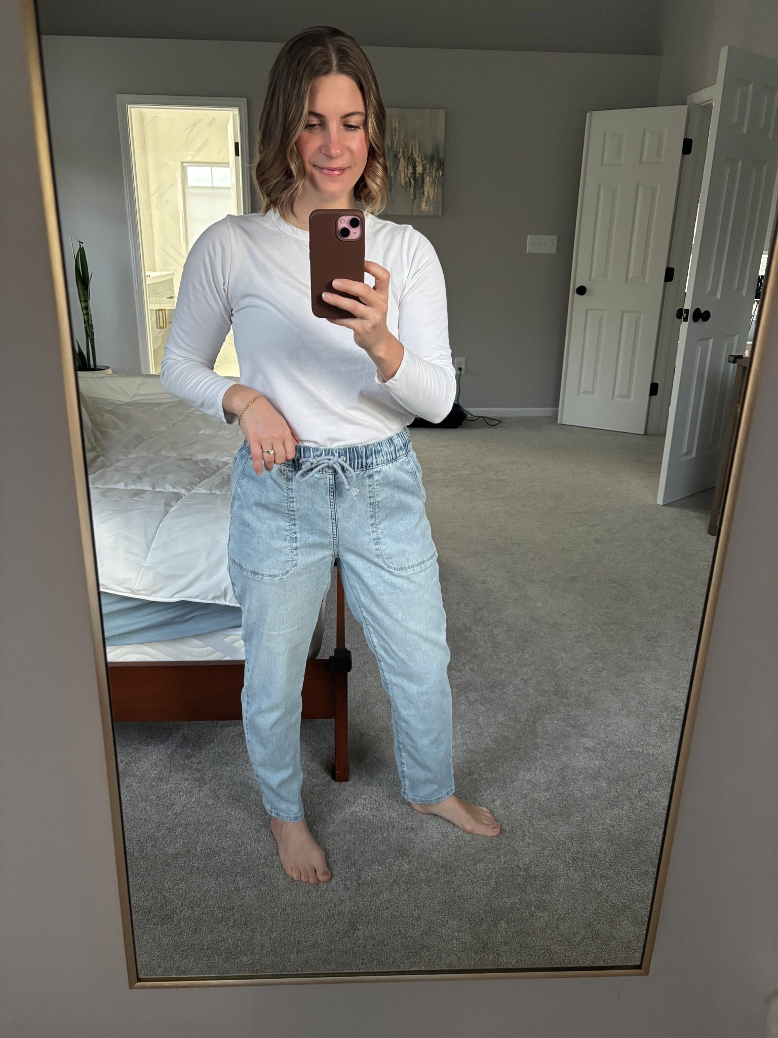 Easy everyday mom outfit✨

Lately I’ve been reaching for simple pieces made with healthier materials that still feel effortless to wear while doing all the things as a mom. Comfort is key, but I also try to be mindful about the fabrics I’m wearing daily.

My top is an organic cotton long sleeve (one of those staples that goes with everything), and these denim pants from @Carve Designs  are from their organic denim line. Organic cotton is grown without many of the harsh pesticides used in conventional cotton, which is something I try to prioritize when I can — especially for everyday basics that we live in.

This outfit is proof that healthier materials can still be simple, comfortable, and easy to wear on repeat. Perfect for school drop-offs, errands, work, and everything in between.

Linking everything I’m wearing here 🤎

#momstyle #everydaymomoutfit #organiccotton #organicdenim #holisticmom #lowtoxliving #nontoxicfashion #comfortablestyle #momuniform #mindfulfashion

#LTKmomlife #LTKootd #LTKPetite