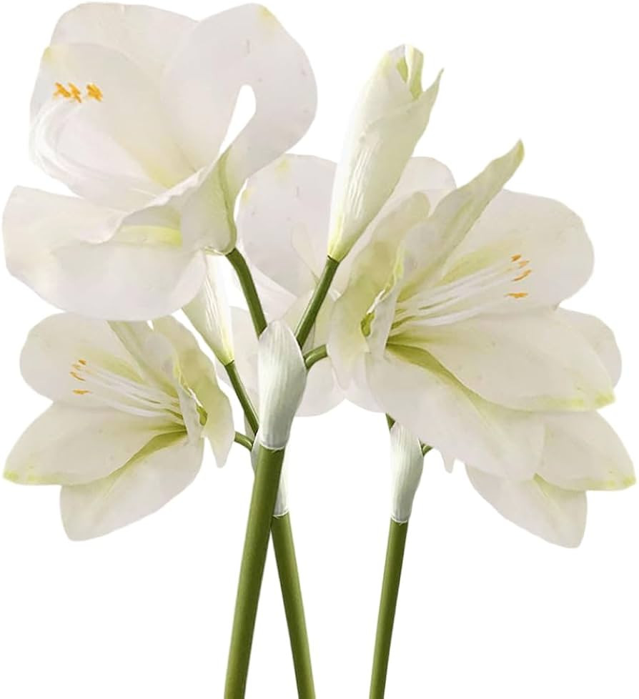 Artificial Amaryllis Flowers, 21.5 inches, Red, White, Pink, Set of 3, Faux Lilies for Wedding, H... | Amazon (US)