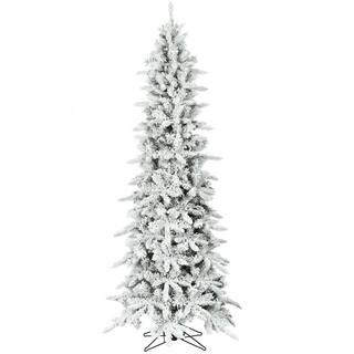 Fraser Hill Farm9 ft. Slim Flocked Artificial Christmas Tree, Mountain Pine Holiday Tree with No ... | The Home Depot