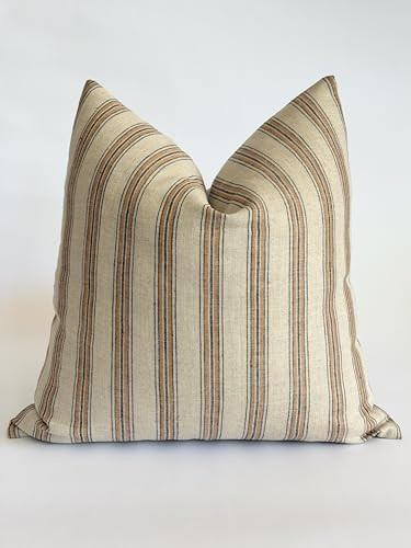 Handwoven Hand Block Print Pure Linen 22x22 Inch Throw Pillow Cover: Handmade Vintage Cushion Cov... | Amazon (US)