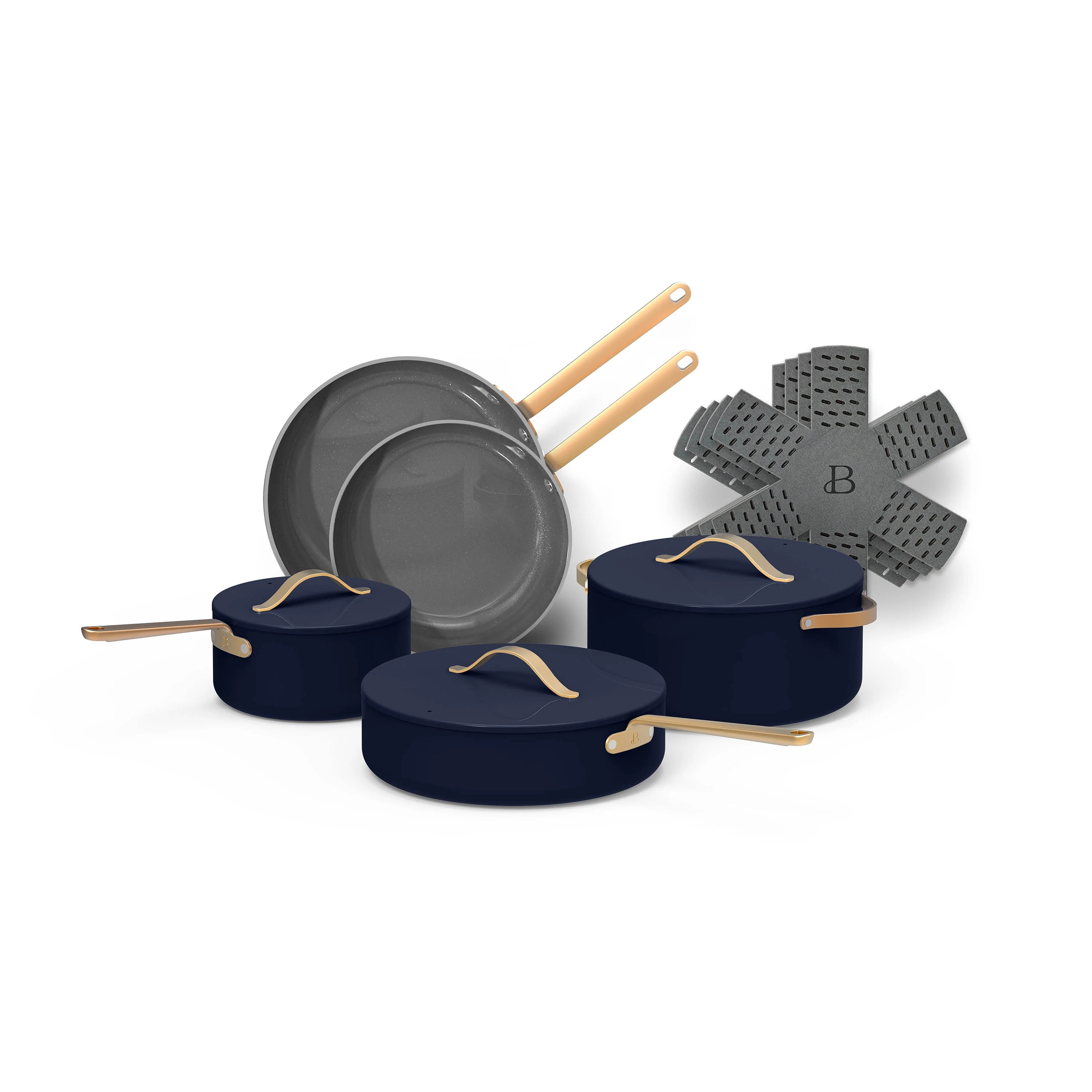 Beautiful 12pc Ceramic Non-Stick Cookware Set, Starry Night by Drew Barrymore, Blue - Walmart.com | Walmart (US)