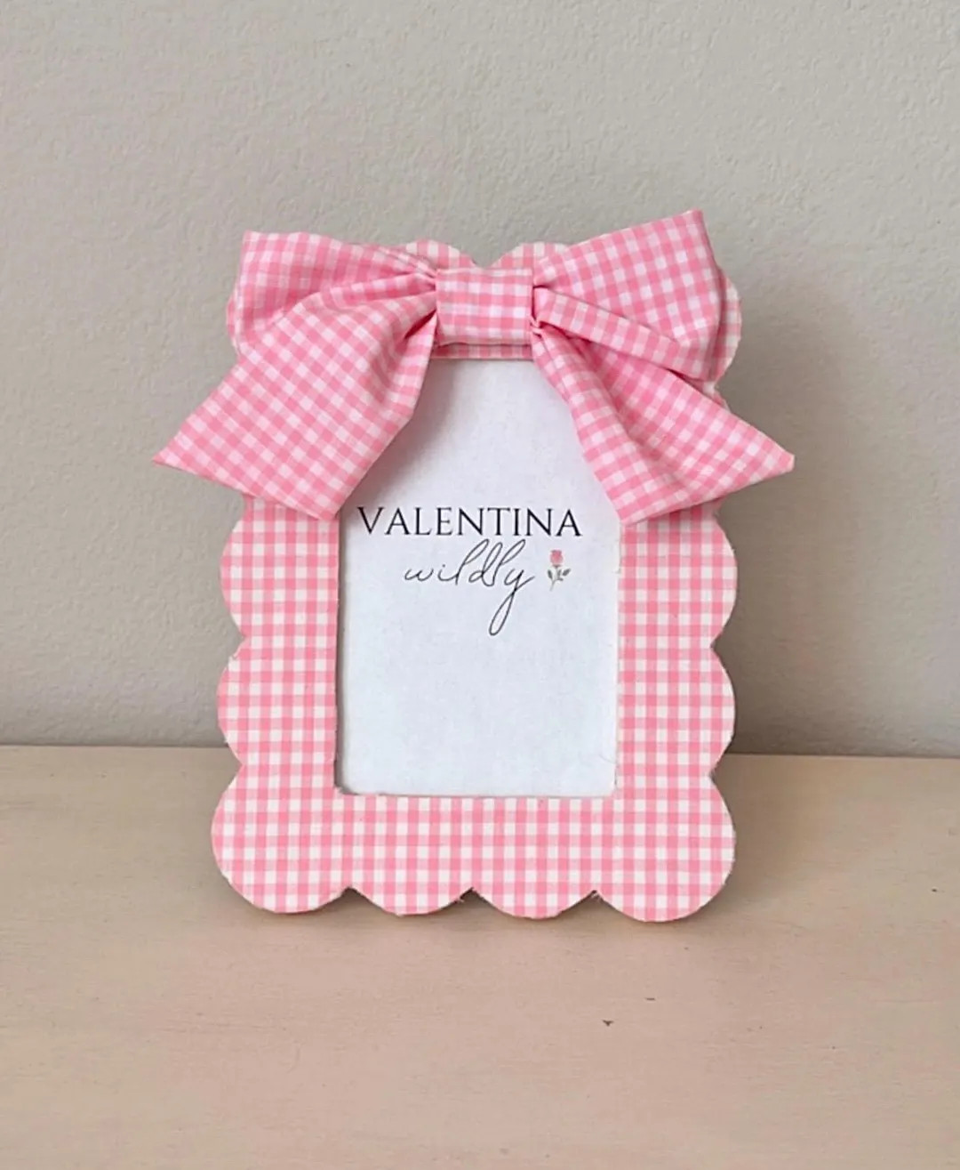 Pink Gingham Picture Frame: Handmade Bow Fabric Frame, 4x6 - Etsy | Etsy (US)