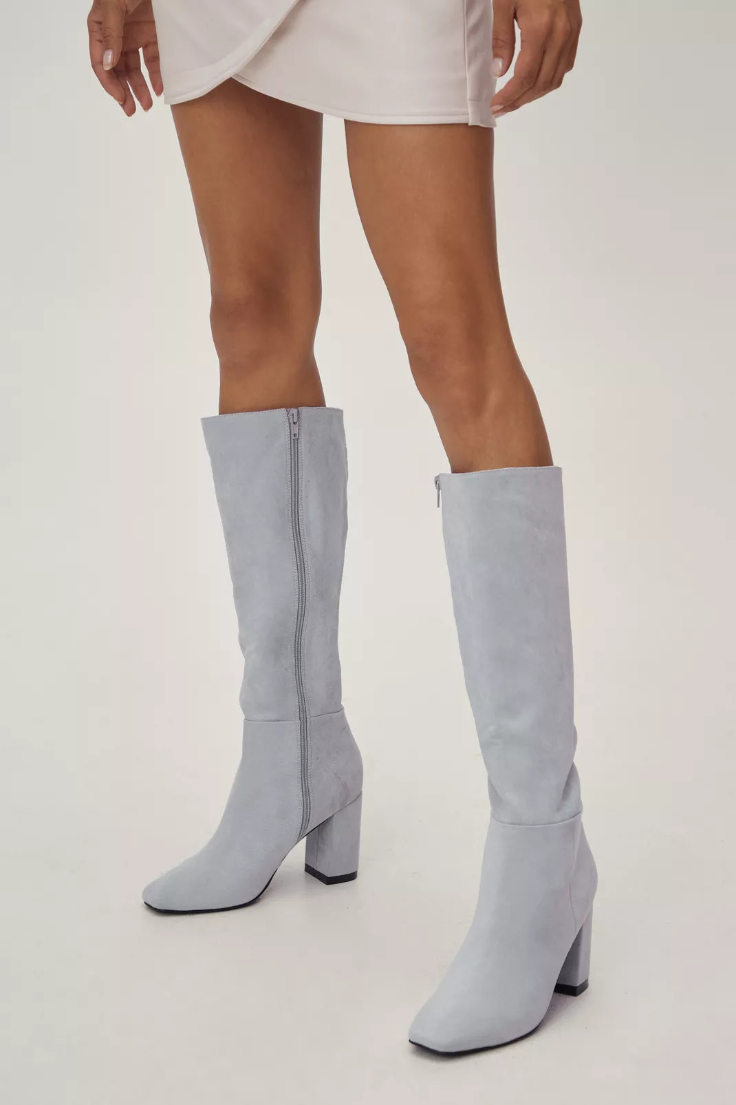 Knee High Block Heel Faux Suede Boots | Nasty Gal (US)