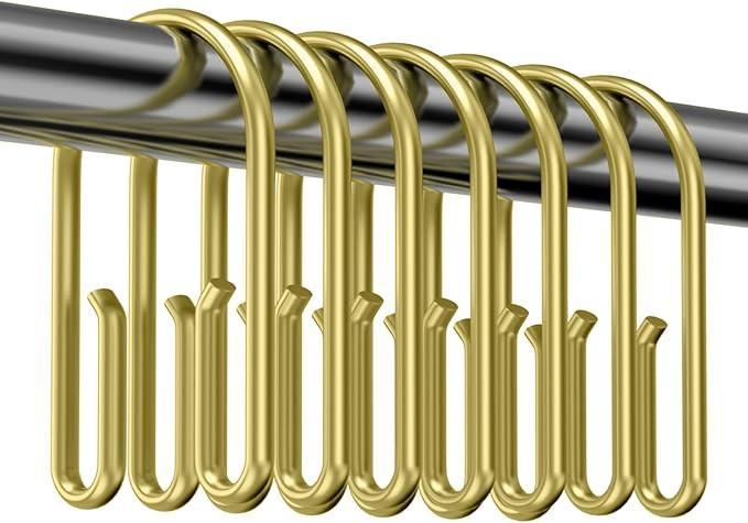 Gold Shower Curtain Hooks Rings ，Double Sided Shower Curtain Rings Rust Proof，12 pcs Shower H... | Amazon (US)