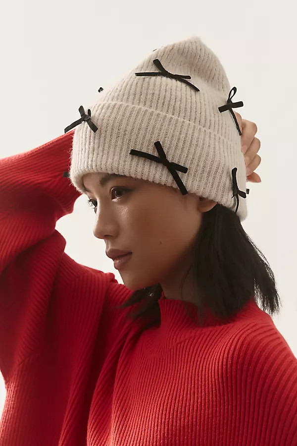Velvet Bow Beanie | Anthropologie (US)