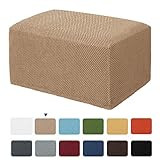 subrtex Stretch Storage Ottoman Slipcover Spandex Elastic Rectangle Footstool Sofa Cover for Living  | Amazon (US)