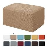 subrtex Stretch Storage Ottoman Slipcover Spandex Elastic Rectangle Footstool Sofa Cover for Living  | Amazon (US)