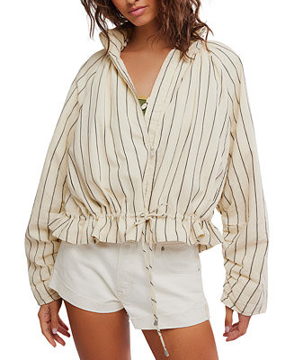 Women's Striped Stand Collar Jacket | Macy's