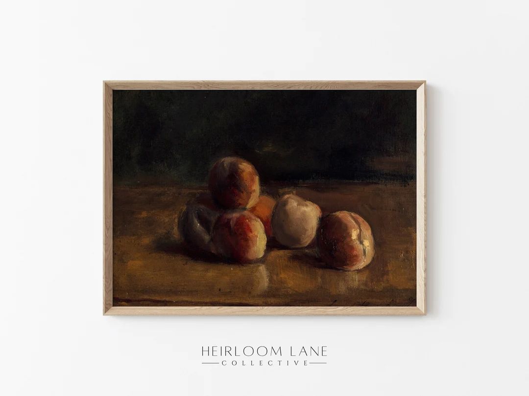 Peaches II Vintage Painting Instant Digital Download Moody - Etsy | Etsy (US)