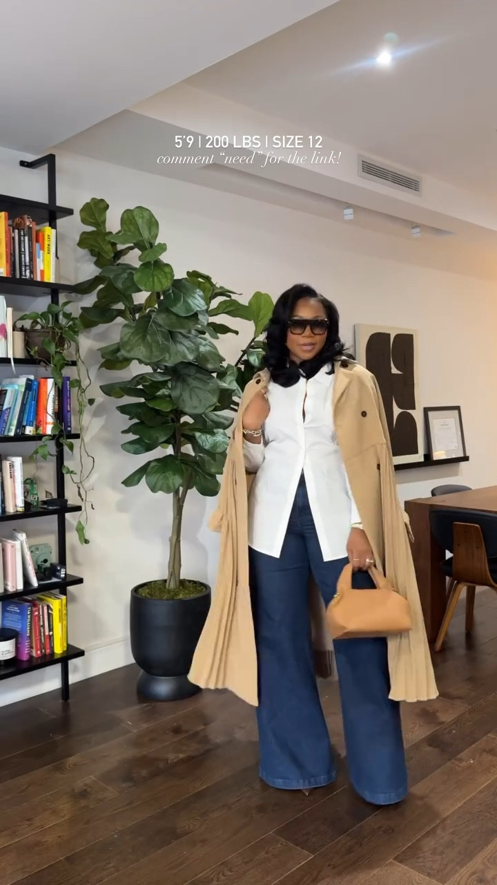 Love this look! Essential items with a twist 😍✨ I am 5’9 | 200 lbs wearing a size 8 in the trench (also comes in black and is on SALE) wearing a large in the white button down 😍 (use JANESHA15 for $$ off!) and size 31 tall in the jeans! 

#LTKmidsize #LTKstyletip #LTKworkwear