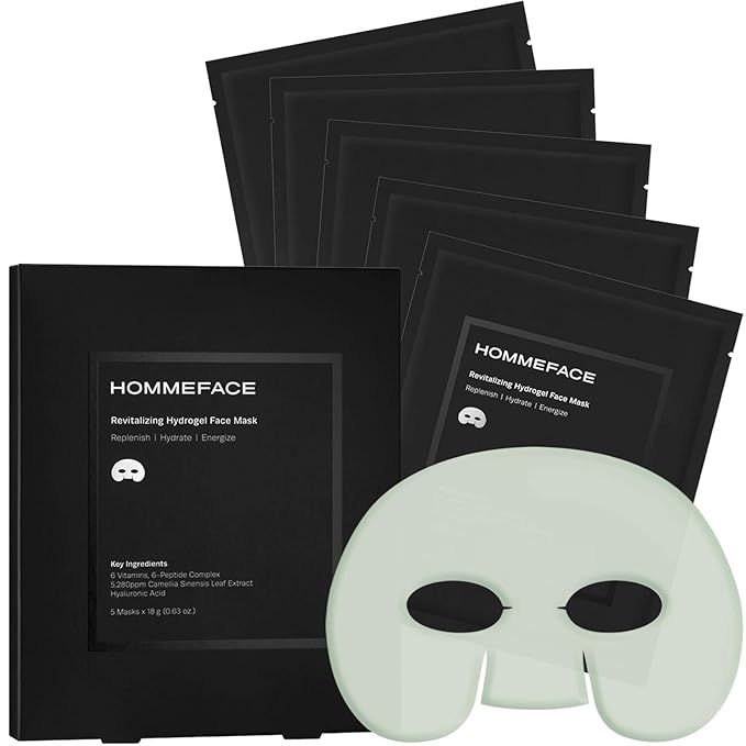 HOMMEFACE Revitalizing Hydrogel Facial Sheet Mask Set for Men (5 sheets) | Amazon (US)
