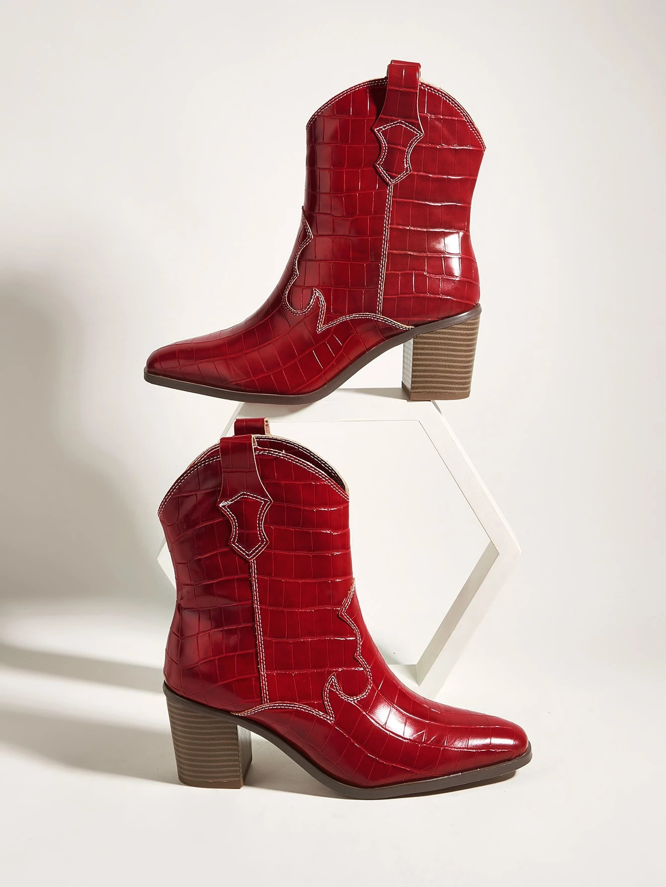 Allover Croc Embossed Chunky Boots | SHEIN