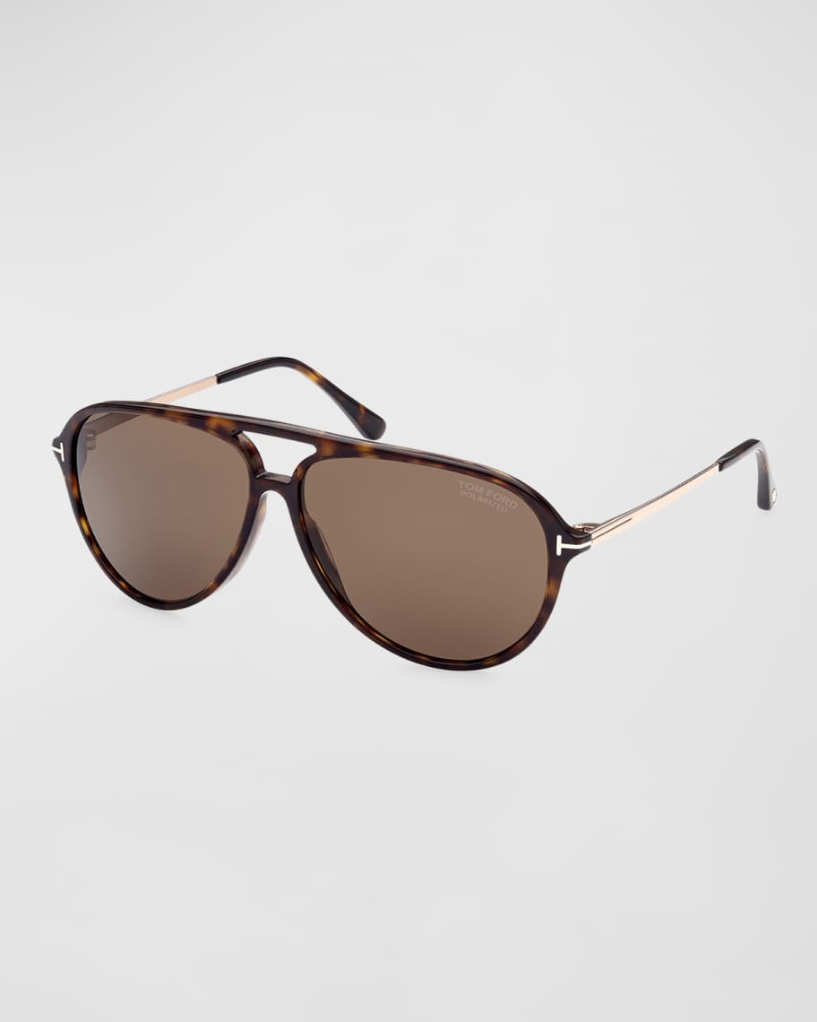 TOM FORD Polarized Round Acetate and Metal Sunglasses | Neiman Marcus